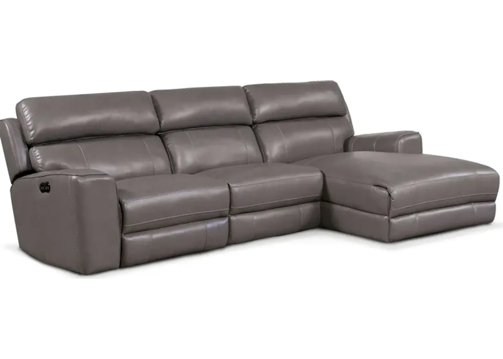 Newport 3-Piece Dual-Power Reclining Sectional with Right-Facing Chaise - Gray