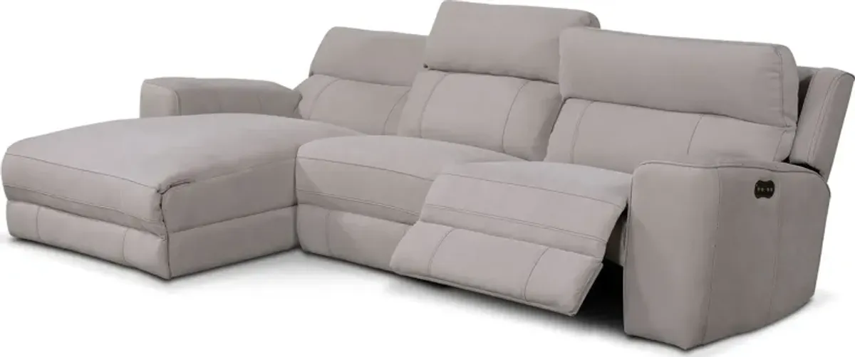 Newport 3-Piece Dual-Power Reclining Sectional with Left-Facing Chaise - Light Gray