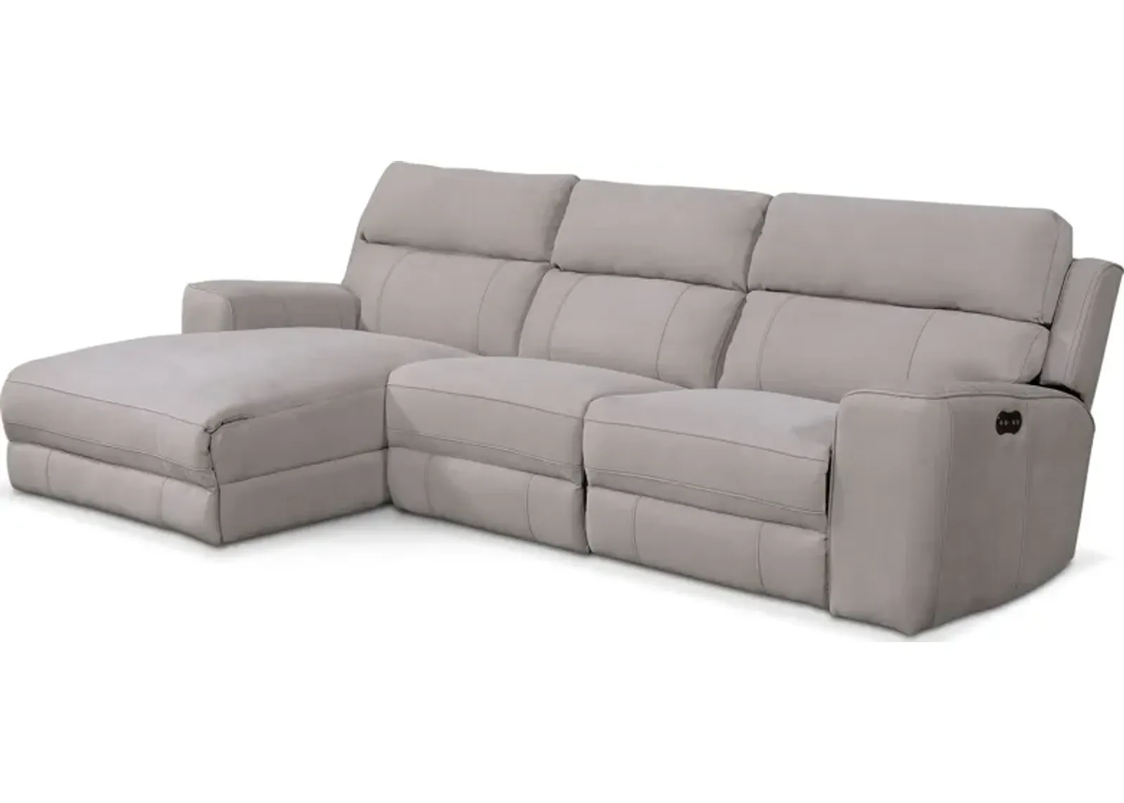 Newport 3-Piece Dual-Power Reclining Sectional with Left-Facing Chaise - Light Gray