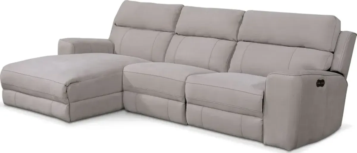 Newport 3-Piece Dual-Power Reclining Sectional with Left-Facing Chaise - Light Gray