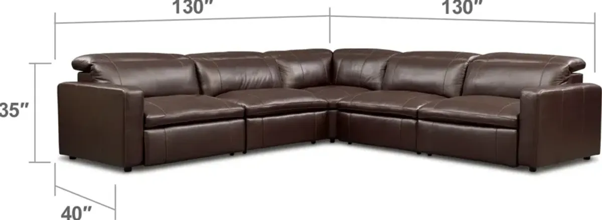 Happy 5-Piece Dual-Power Reclining Sectional with 3 Reclining Seats - Gray