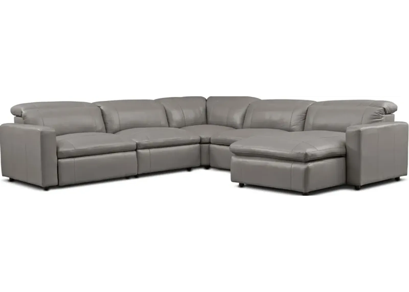 Happy 5-Piece Dual-Power Reclining Sectional with Right-Facing Chaise and 2 Reclining Seats - Gray