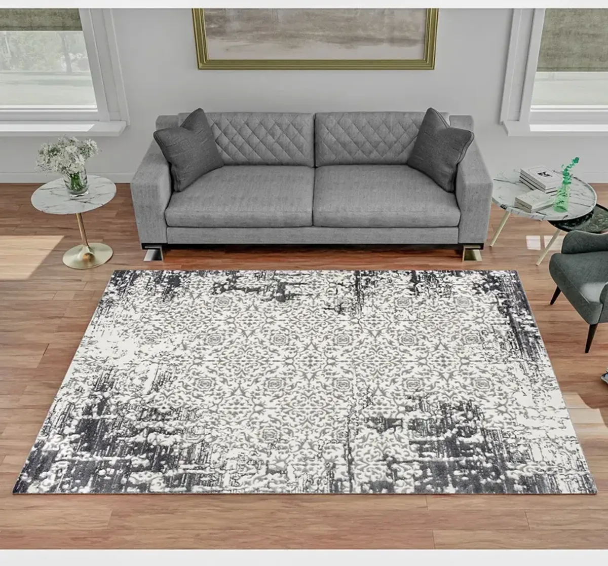 Anthurium 5X7 Rug - White/Gray