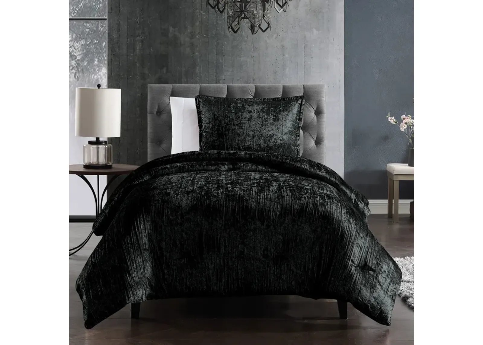 Galway 2-Piece Twin Comforter Set - Black