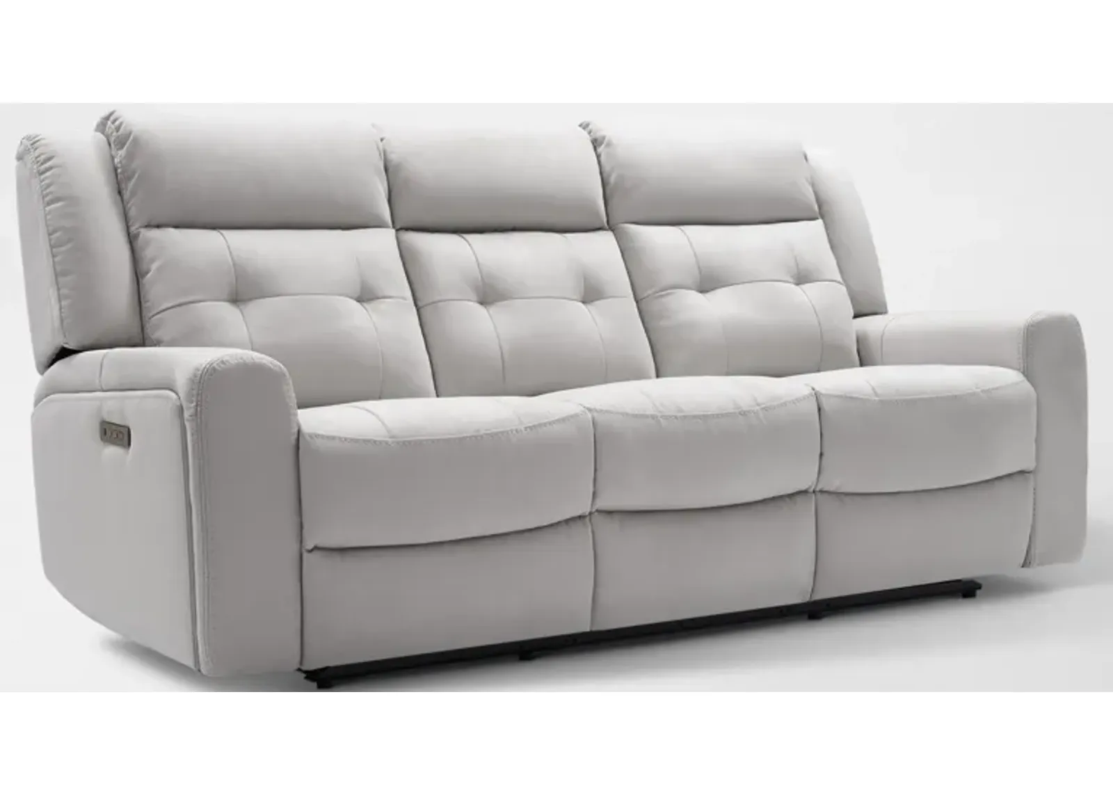 Damen Dual-Power Reclining Sofa with Drop-down Table - Light Gray