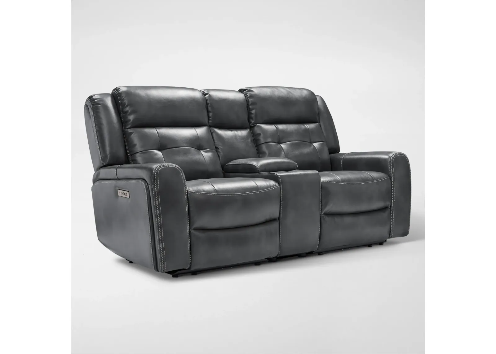 Damen 3-Piece Dual-Power Reclining Loveseat with Console - Charcoal