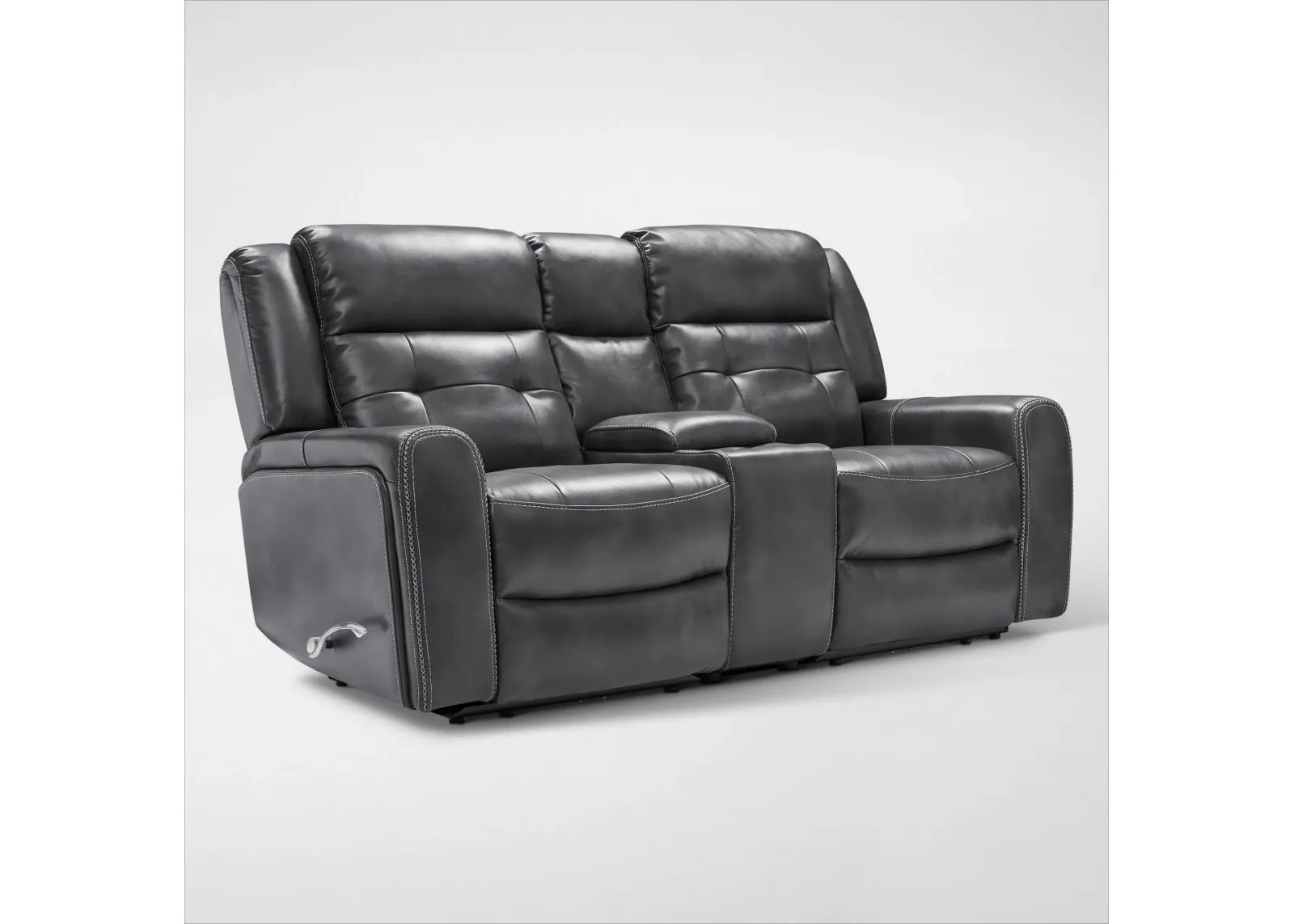 Damen 3-Piece Manual Reclining Gliding Loveseat with Console - Charcoal