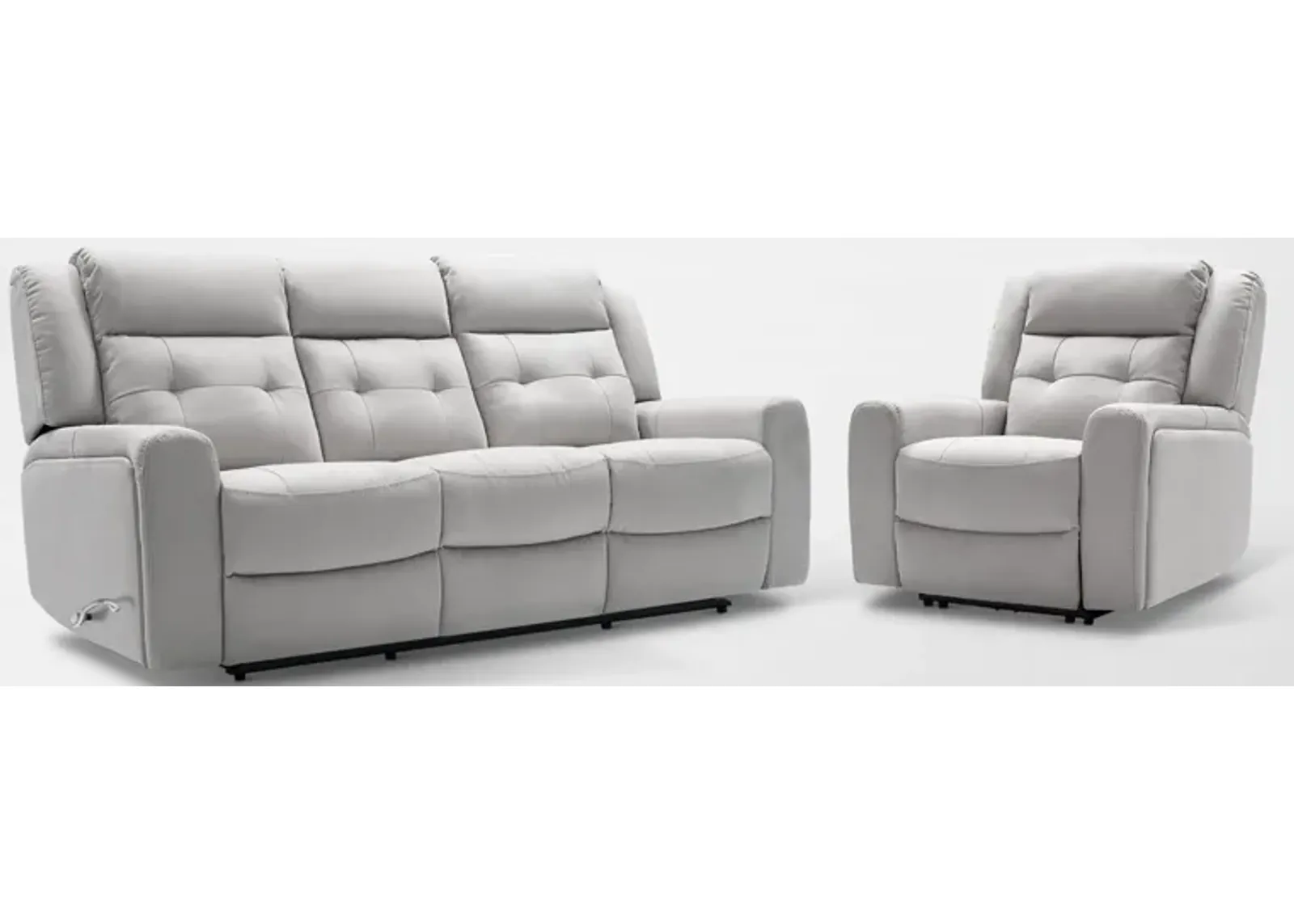 Damen Manual Reclining Gliding Sofa and Recliner - Light Gray