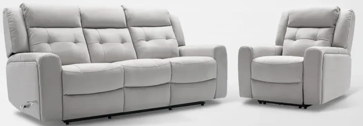 Damen Manual Reclining Gliding Sofa and Recliner - Light Gray