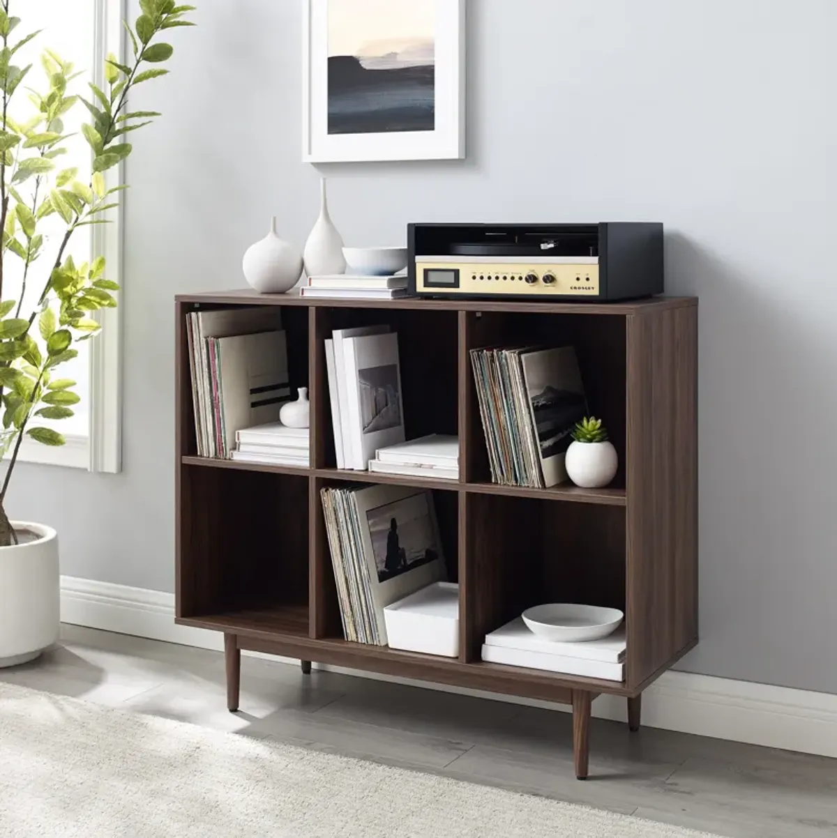 Dennis 6 Cube Bookcase - Walnut