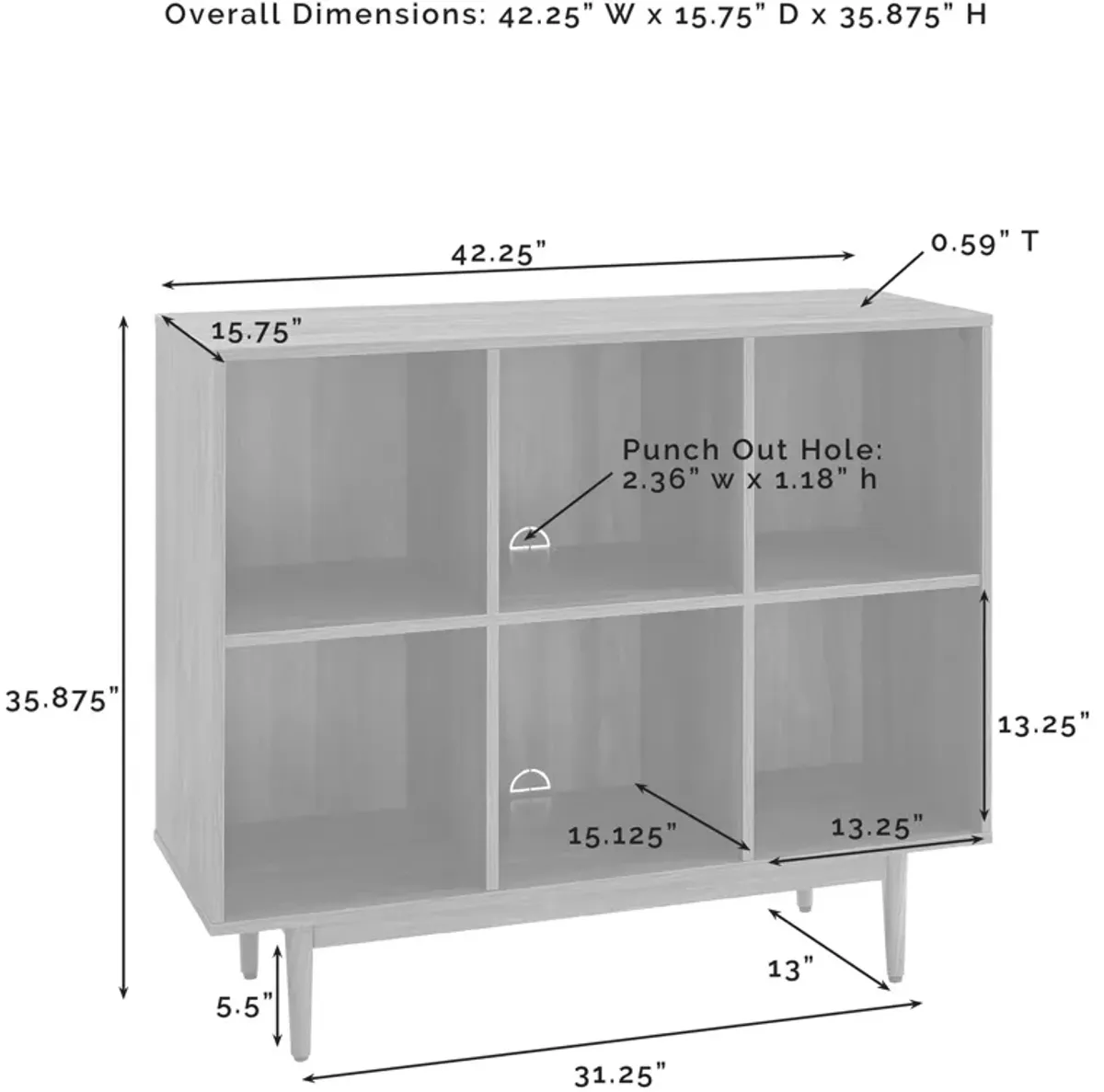 Dennis 6 Cube Bookcase - Walnut