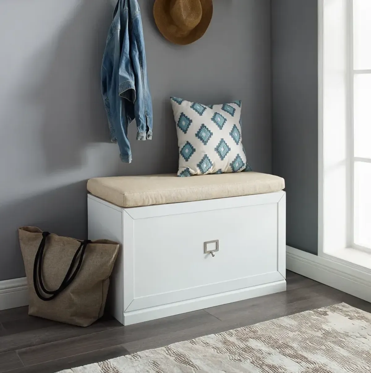 Caddie Entryway Bench - White