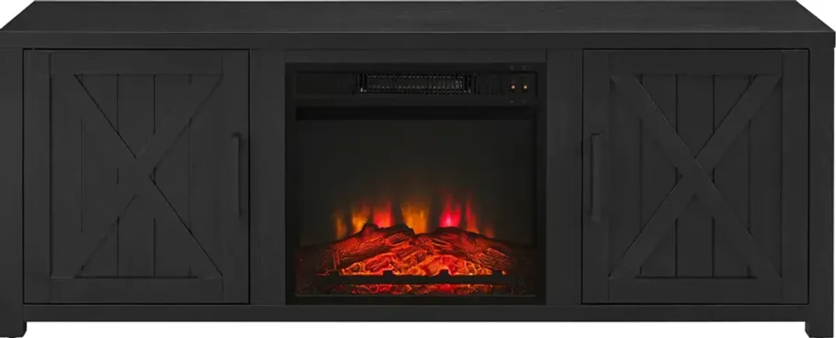 Zyla 58" TV Stand with Fireplace  - Black