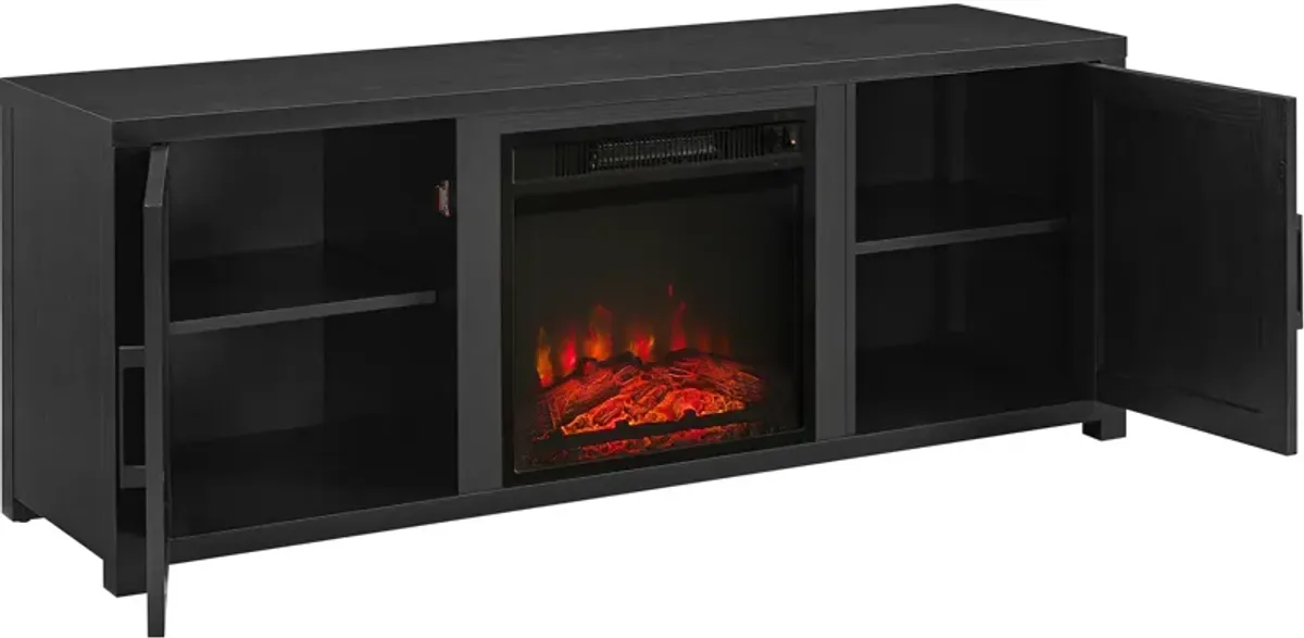 Zyla 58" TV Stand with Fireplace  - Black