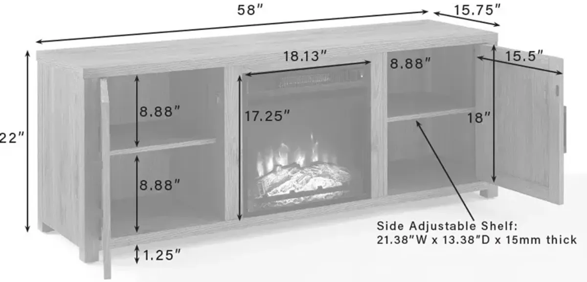 Zyla 58" TV Stand with Fireplace - Walnut