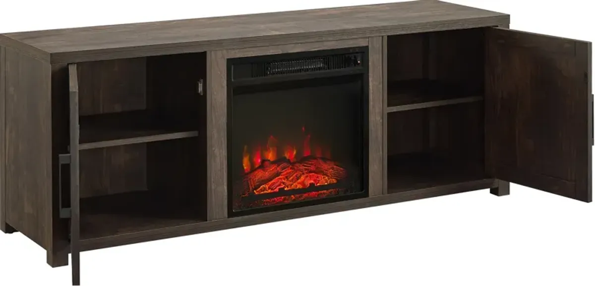 Zyla 58" TV Stand with Fireplace - Walnut