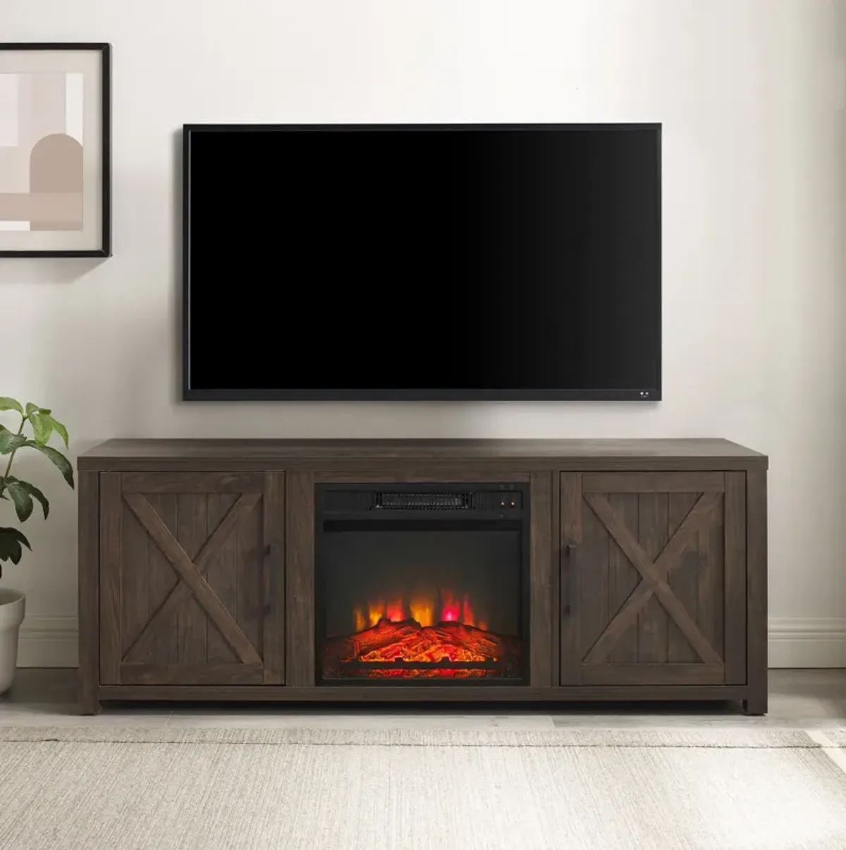 Zyla 58" TV Stand with Fireplace - Walnut