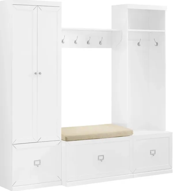 Caddie Pantry, Hall Tree, Bench, and Shelf Set