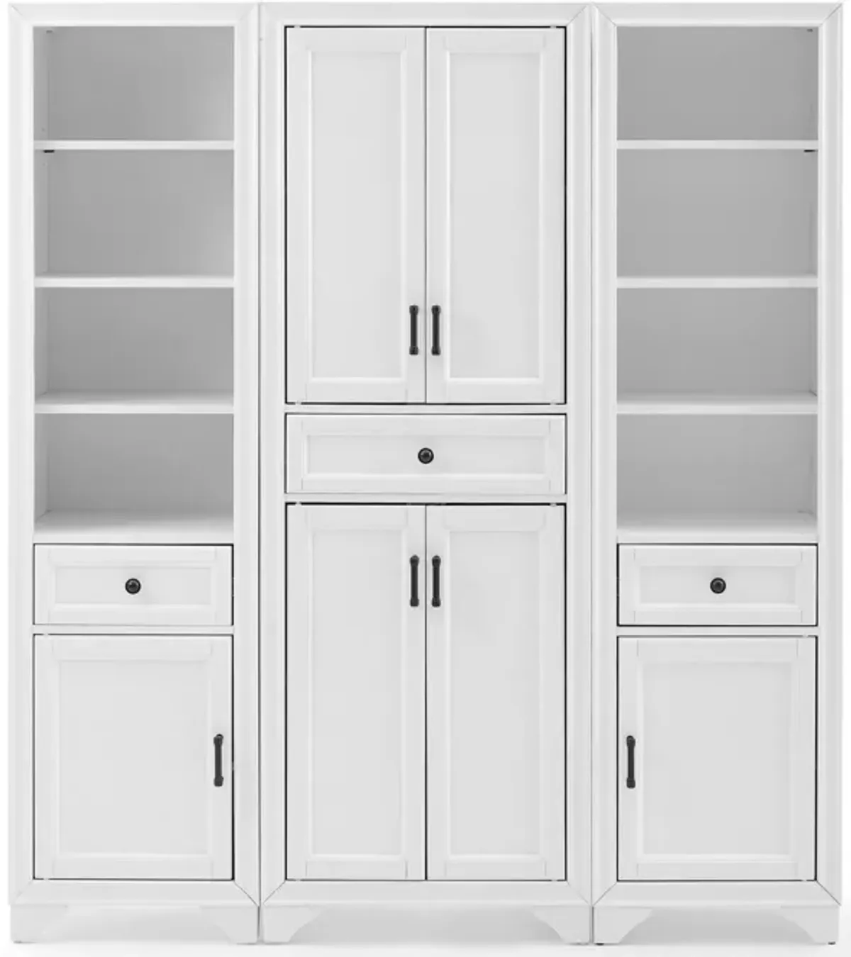 Pierre Pantry and 2 Linen Cabinets Set - White