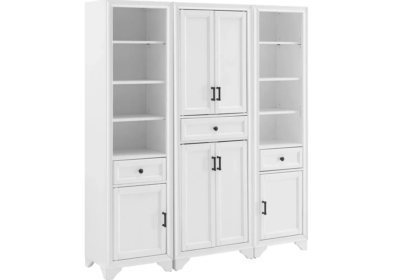 Pierre Pantry and 2 Linen Cabinets Set - White