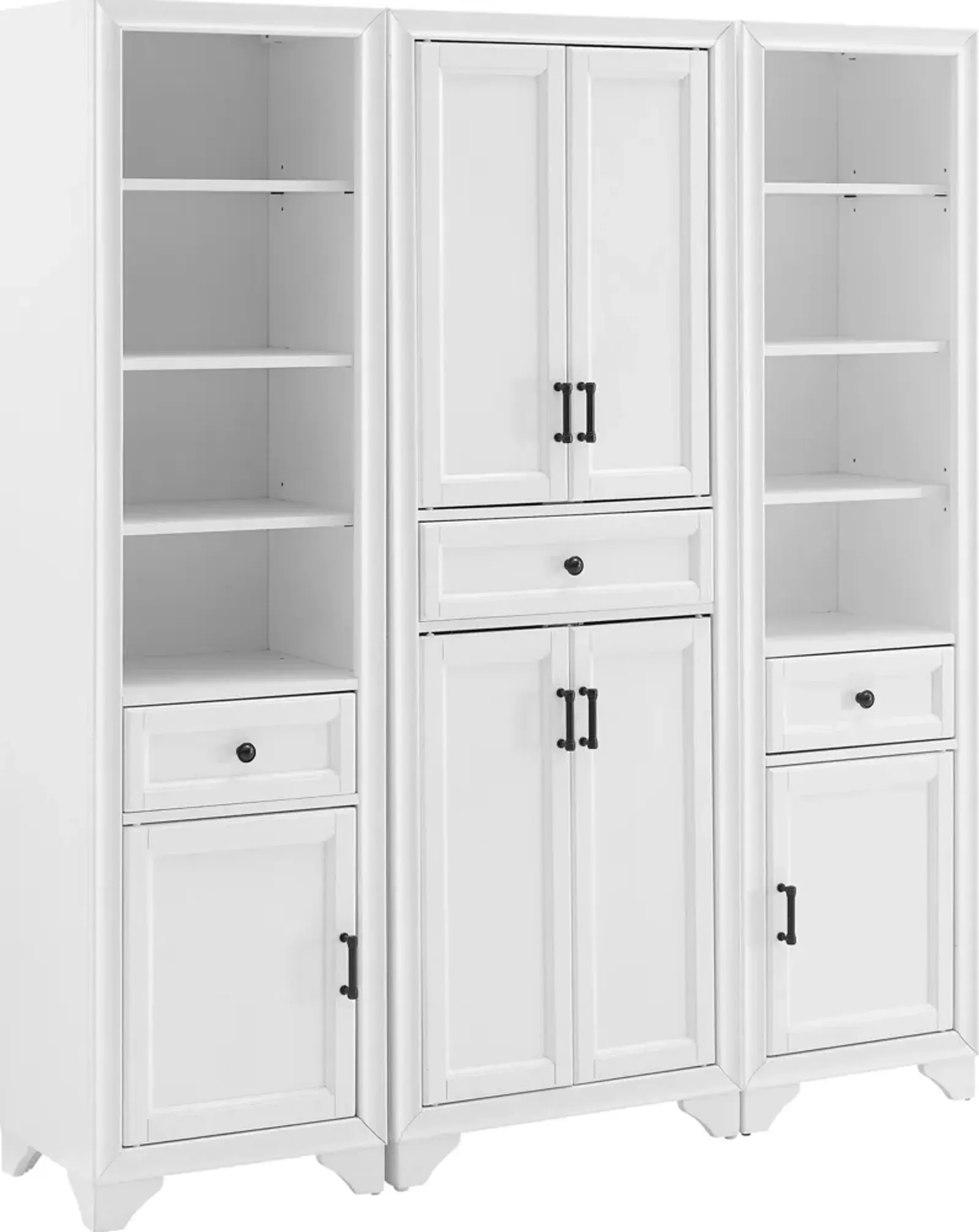 Pierre Pantry and 2 Linen Cabinets Set - White