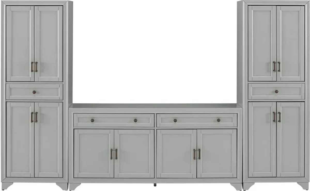 Pierre 2 Pantries and Sideboard Set - Gray