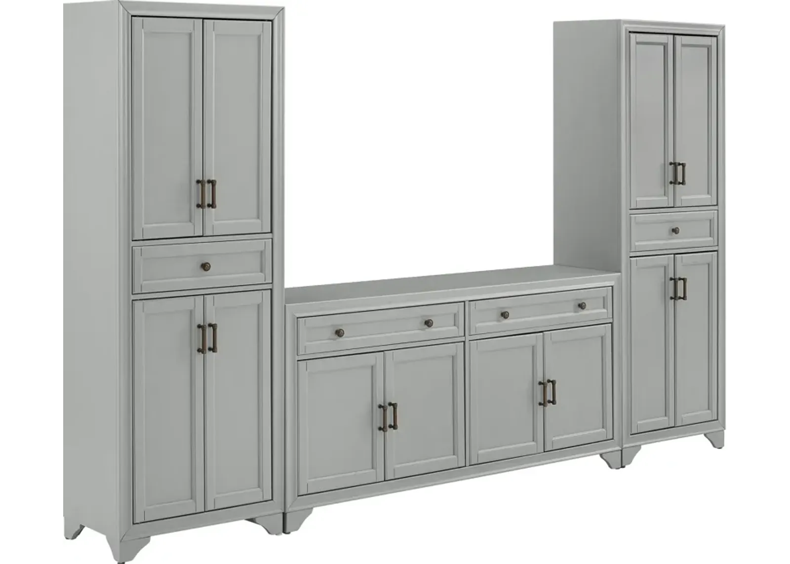 Pierre 2 Pantries and Sideboard Set - Gray