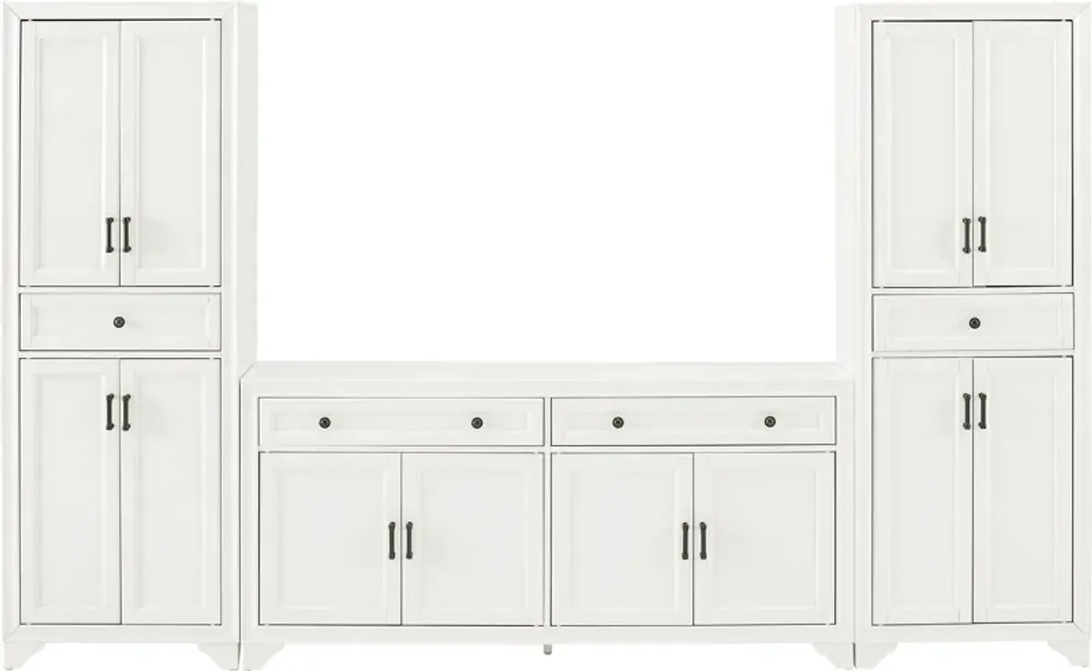 Pierre 2 Pantries and Sideboard Set - White