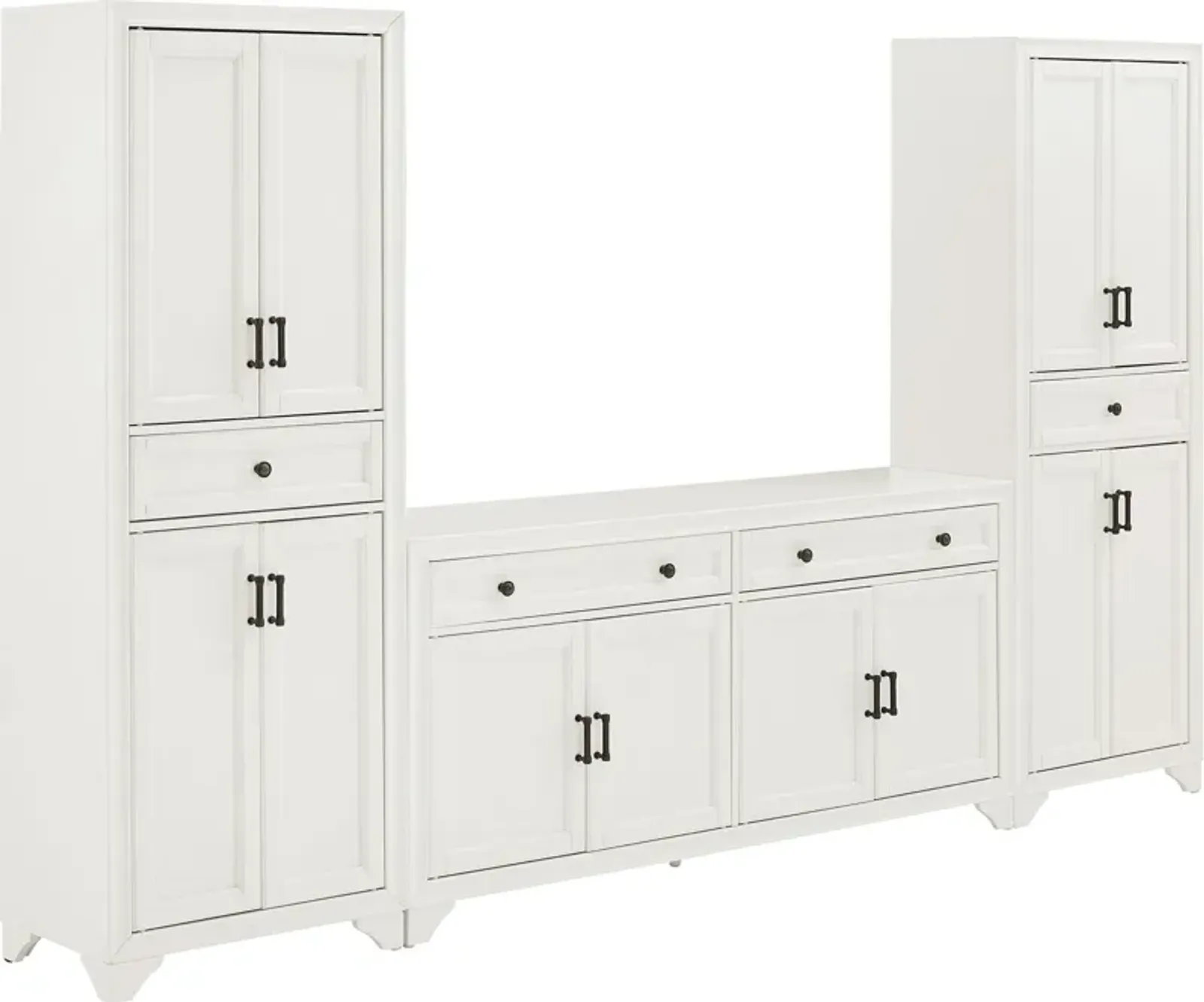 Pierre 2 Pantries and Sideboard Set - White