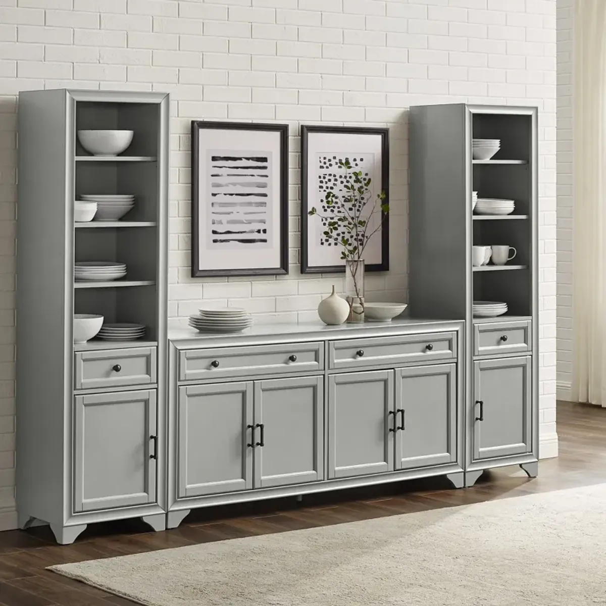 Pierre 2 Bookcases and Sideboard Set - Gray