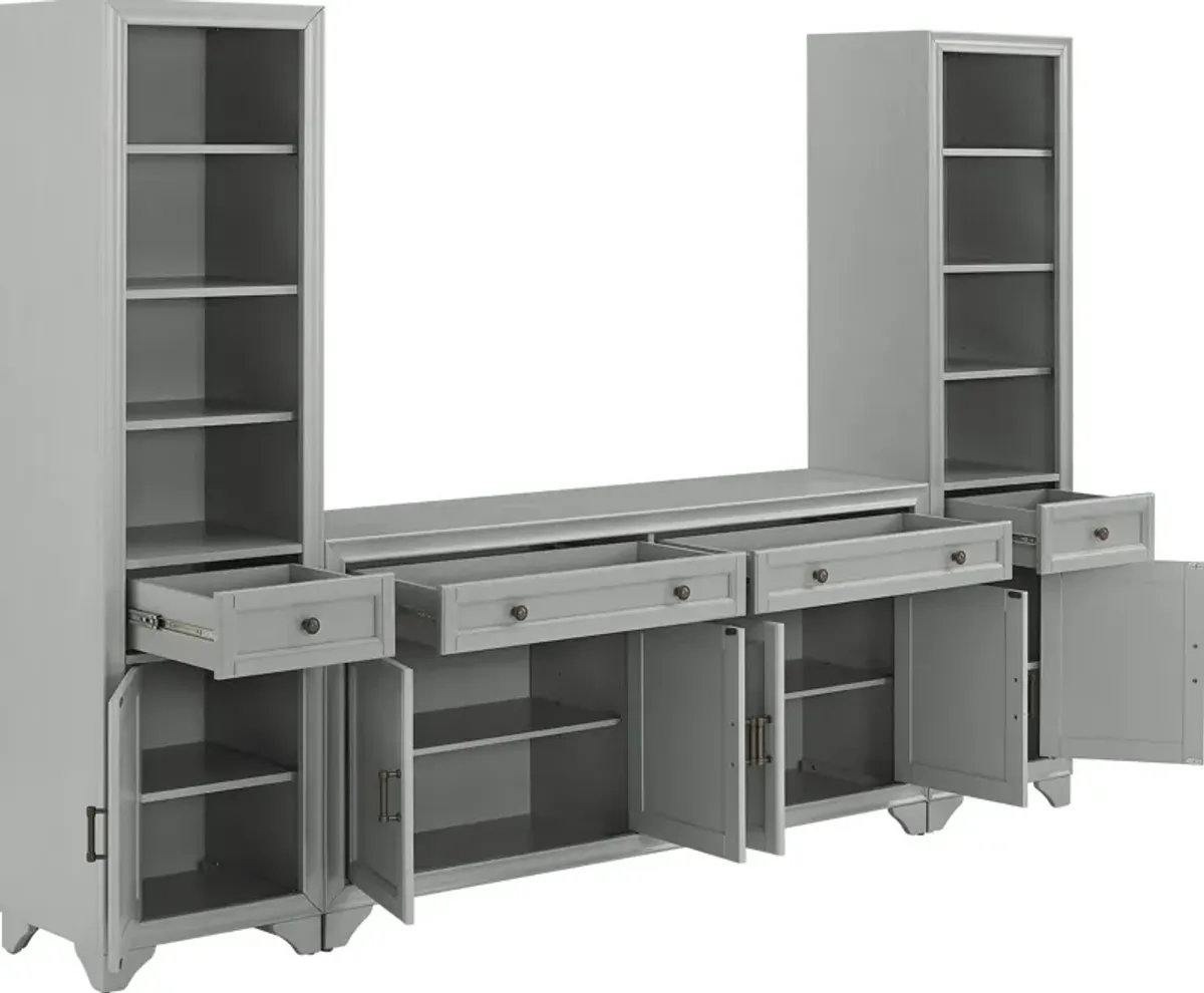 Pierre 2 Bookcases and Sideboard Set - Gray