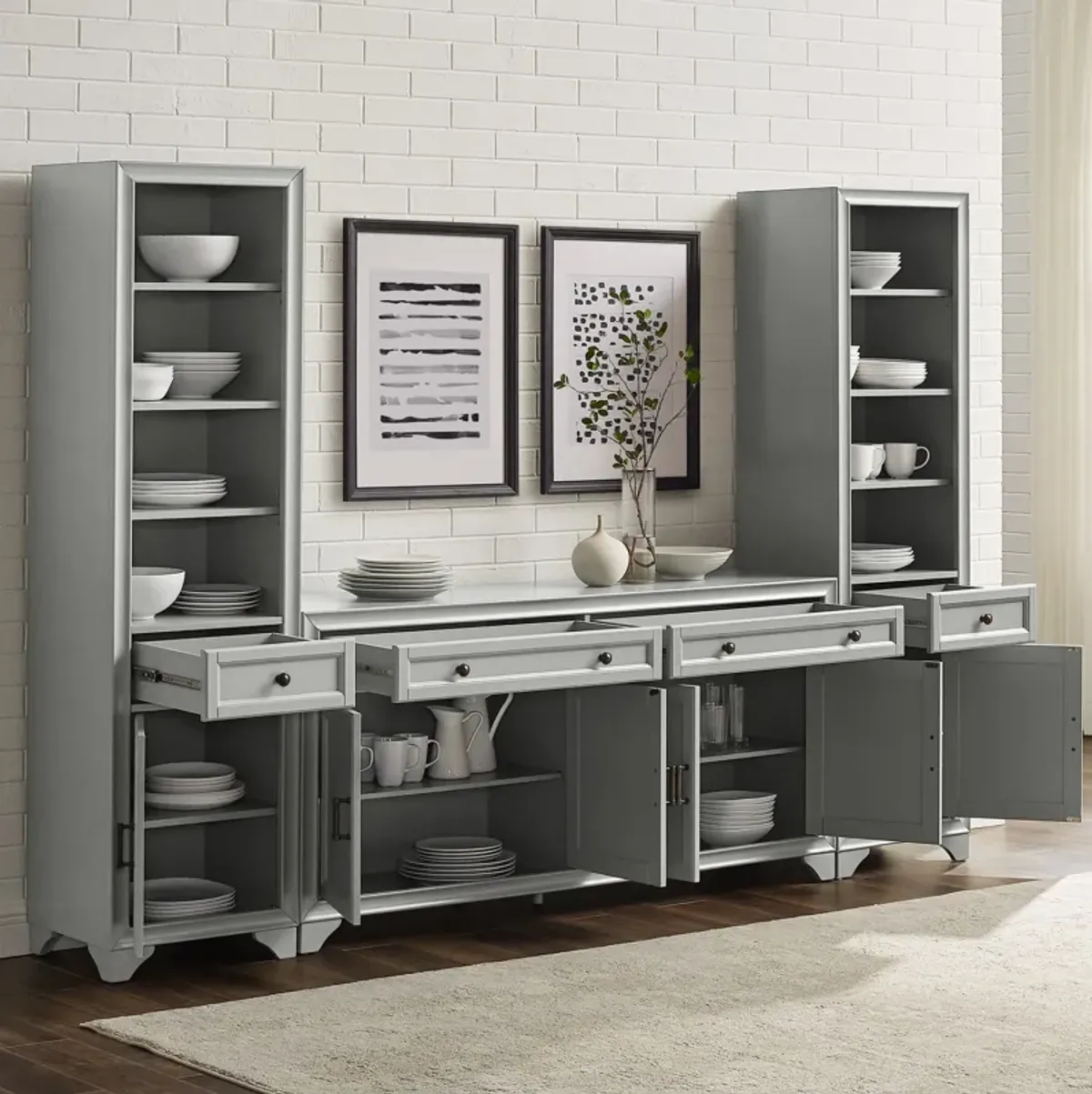 Pierre 2 Bookcases and Sideboard Set - Gray