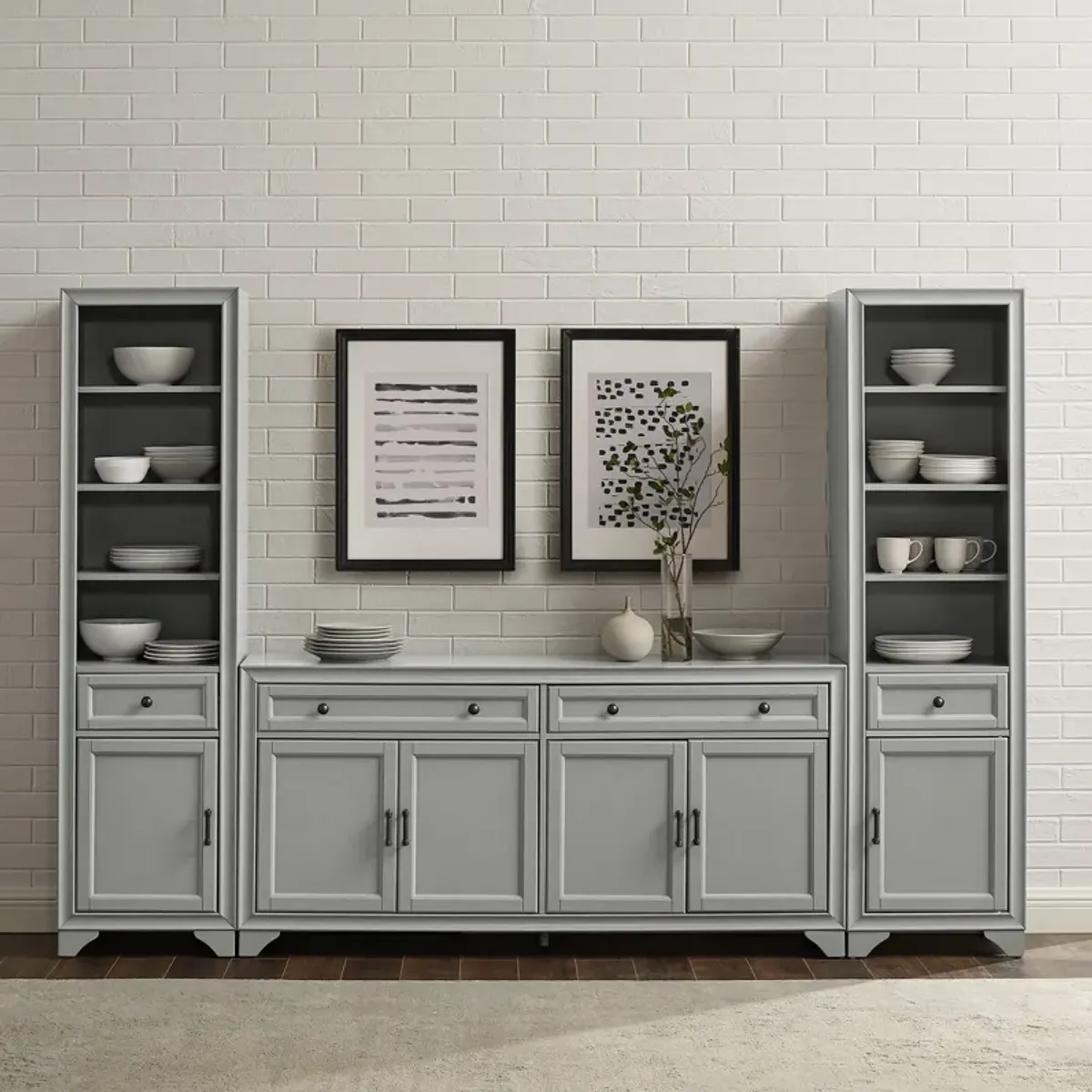 Pierre 2 Bookcases and Sideboard Set - Gray