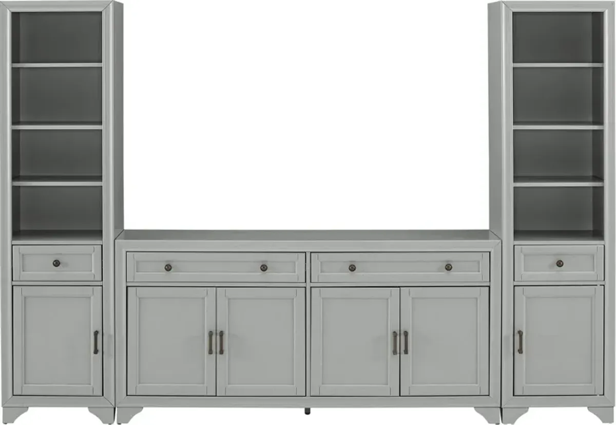 Pierre 2 Bookcases and Sideboard Set - Gray