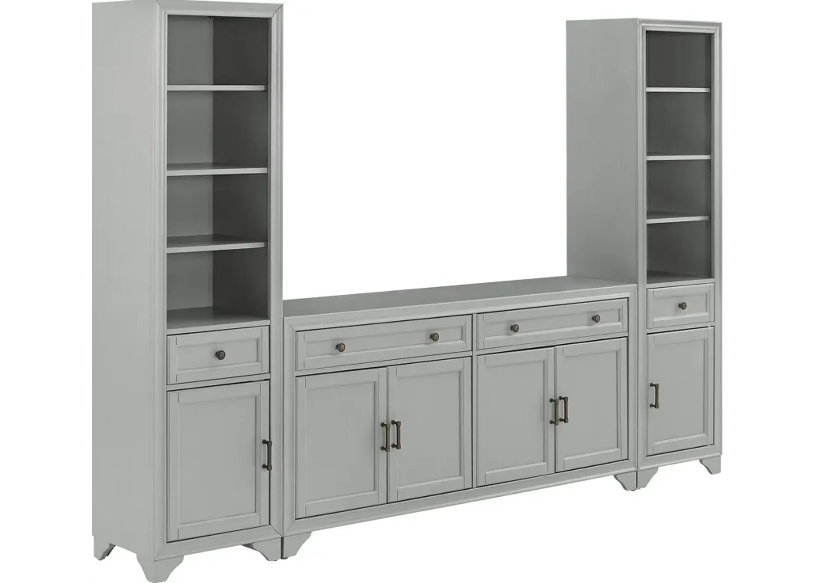 Pierre 2 Bookcases and Sideboard Set - Gray