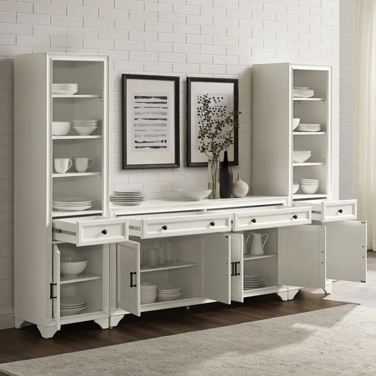 Pierre 2 Bookcases and Sideboard Set - White