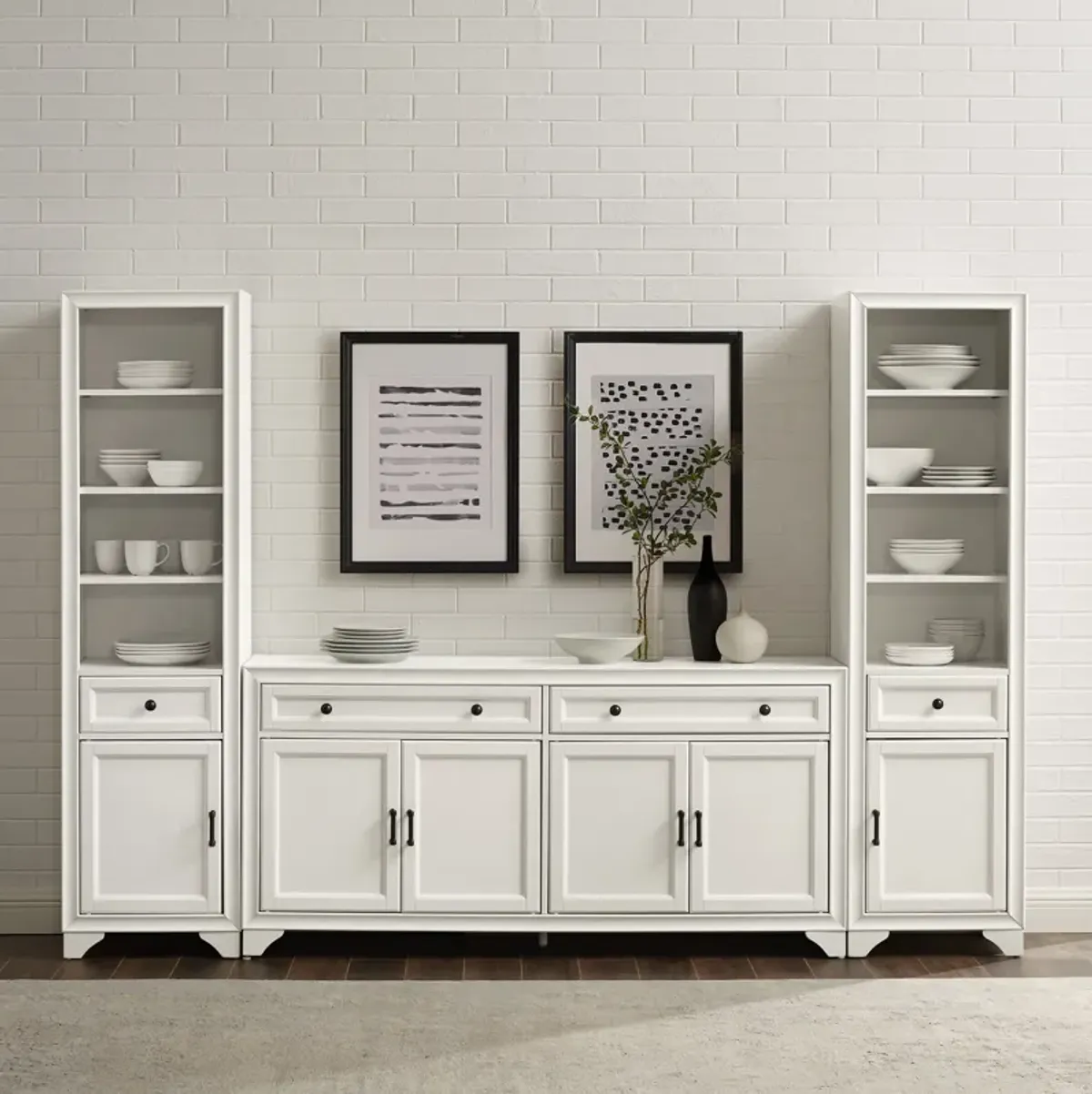 Pierre 2 Bookcases and Sideboard Set - White