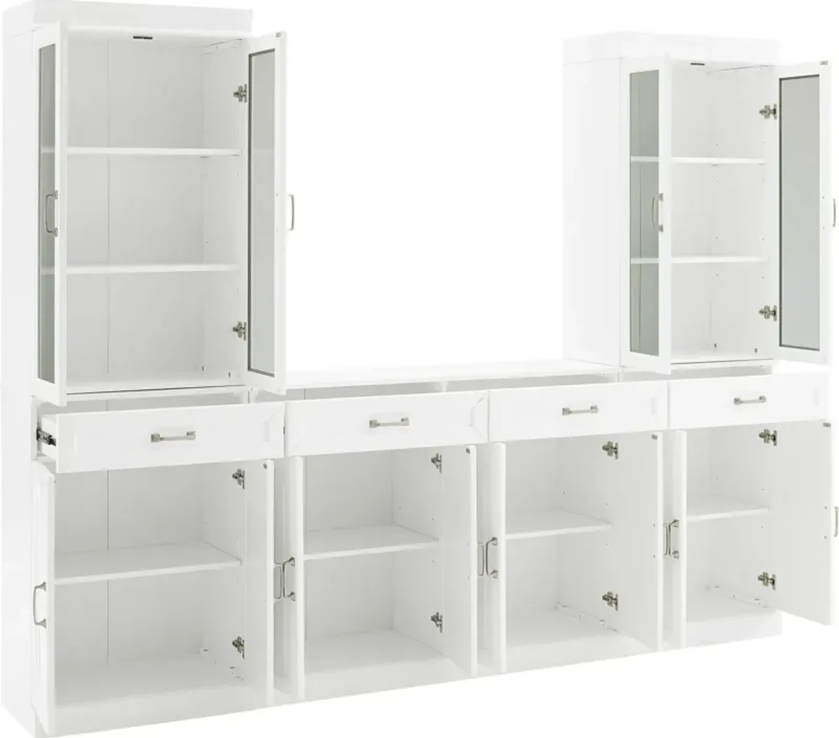 Honnaly 2 Pantries with Glass Doors and Sideboard Set