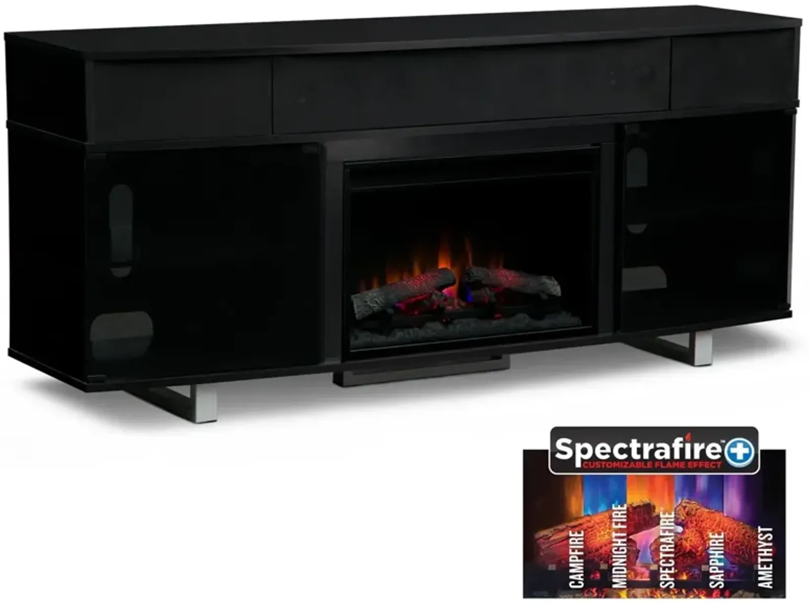 Pacer 72" Traditional Fireplace TV Stand with Sound Bar - Black