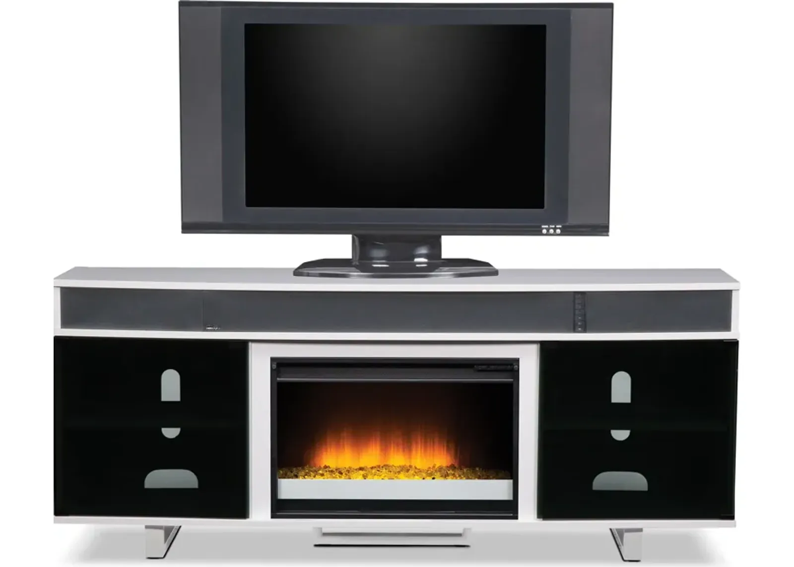 Pacer 72" Contemporary Fireplace TV Stand with Sound Bar - White