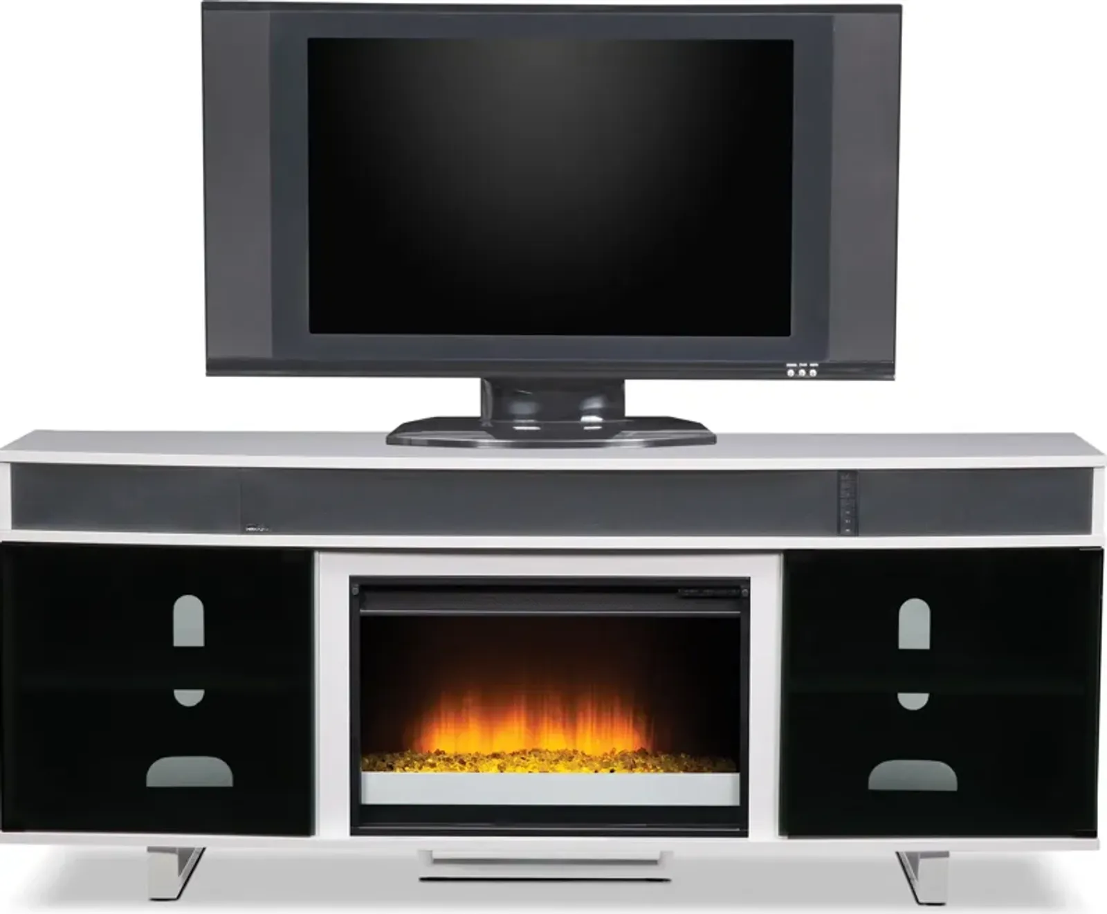 Pacer 72" Contemporary Fireplace TV Stand with Sound Bar - White