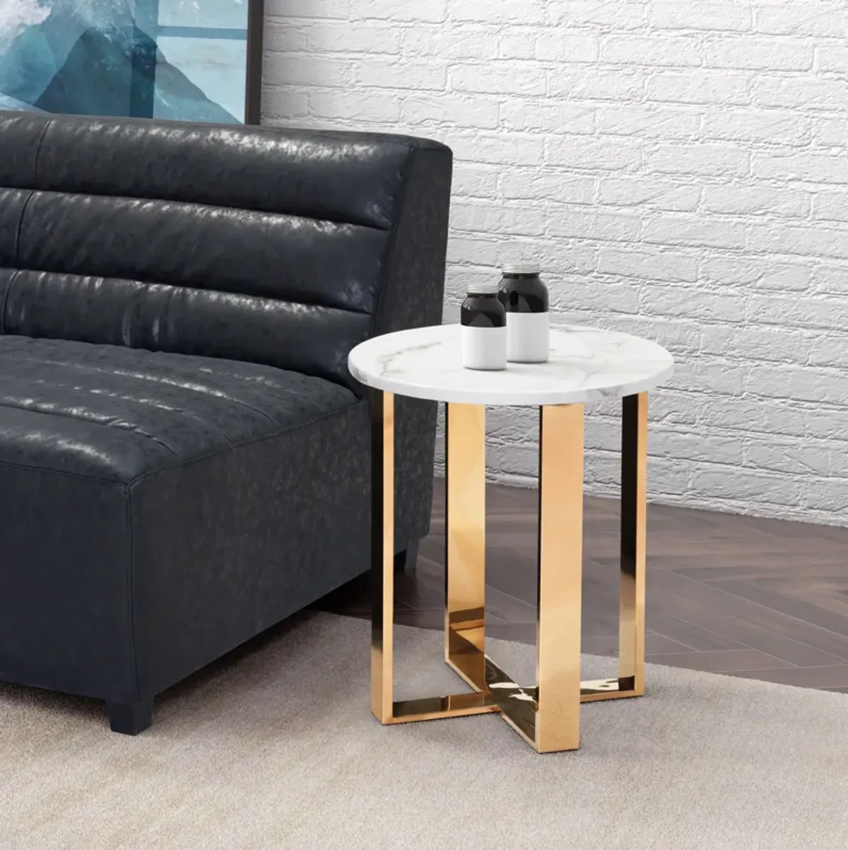 Hammy End Table - White/Gold