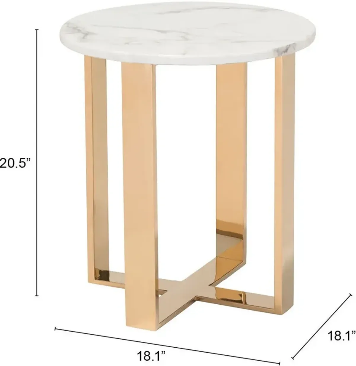 Hammy End Table - White/Gold