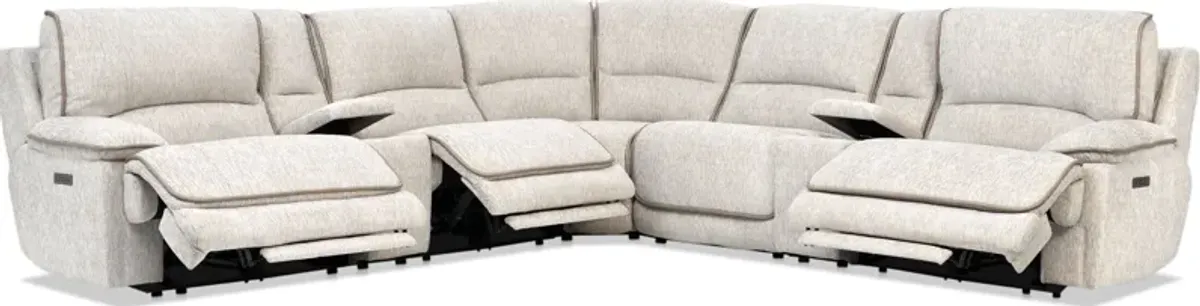 Olsen Dual-Power 7-Piece Reclining Sectional with 2 Consoles - Dove