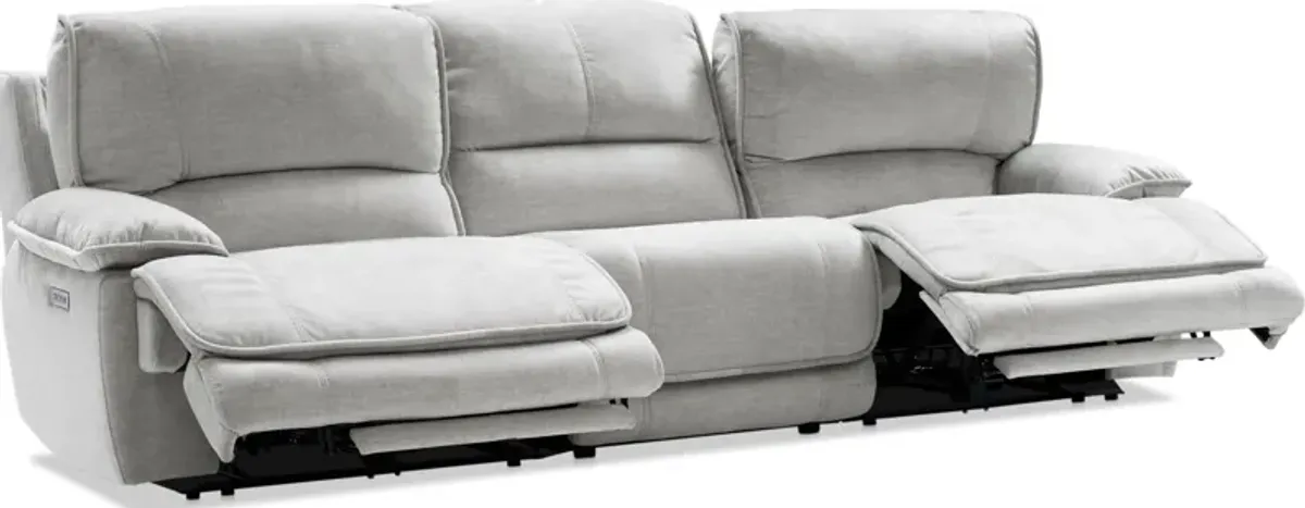 Olsen Dual-Power 3-Piece Reclining Sofa - Silver