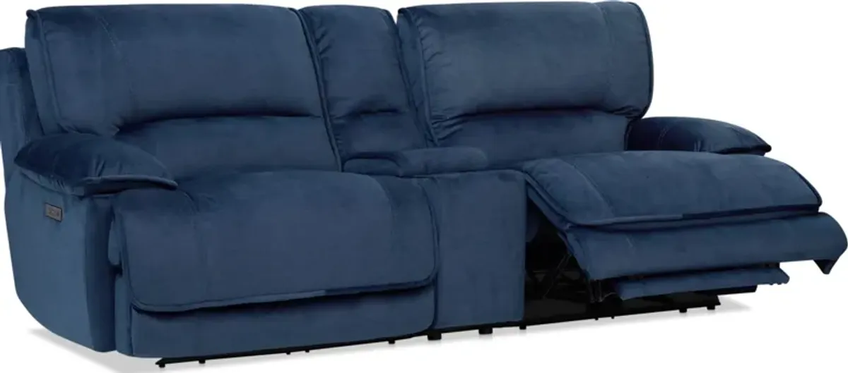 Olsen Dual-Power Reclining Loveseat with Console - Indigo