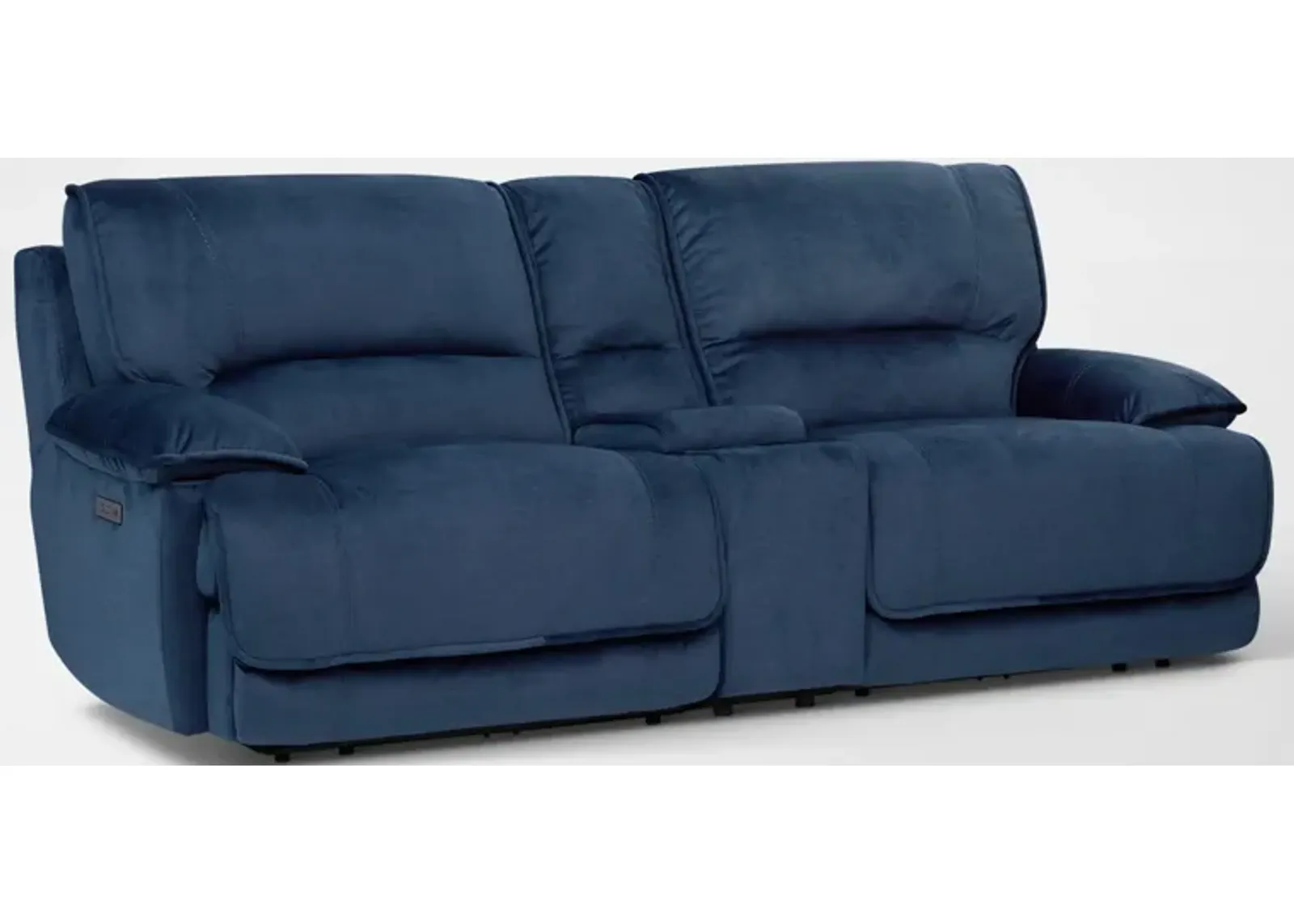 Olsen Dual-Power Reclining Loveseat with Console - Indigo