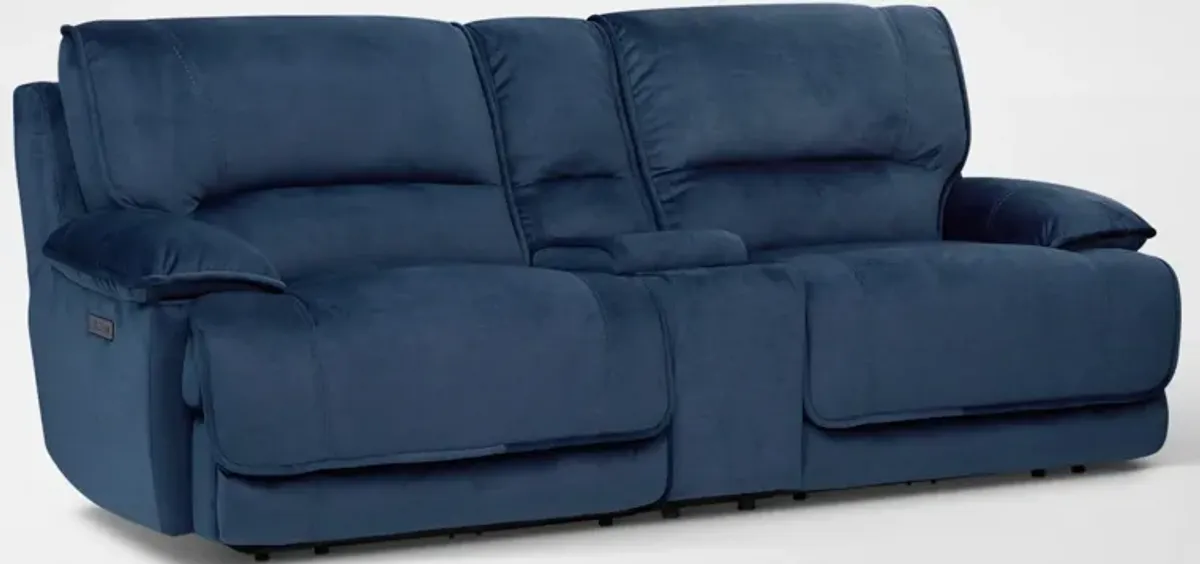 Olsen Dual-Power Reclining Loveseat with Console - Indigo