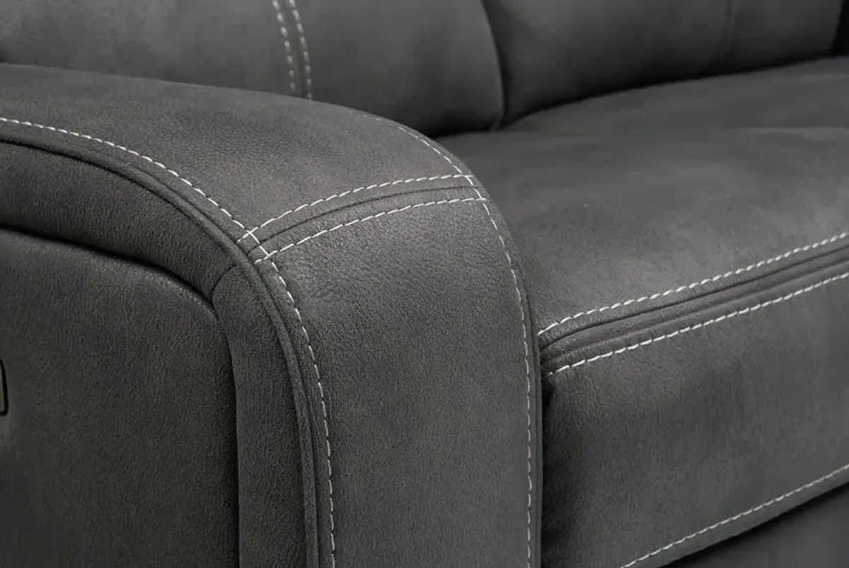 Burke Dual-Power Reclining Sofa - Charcoal