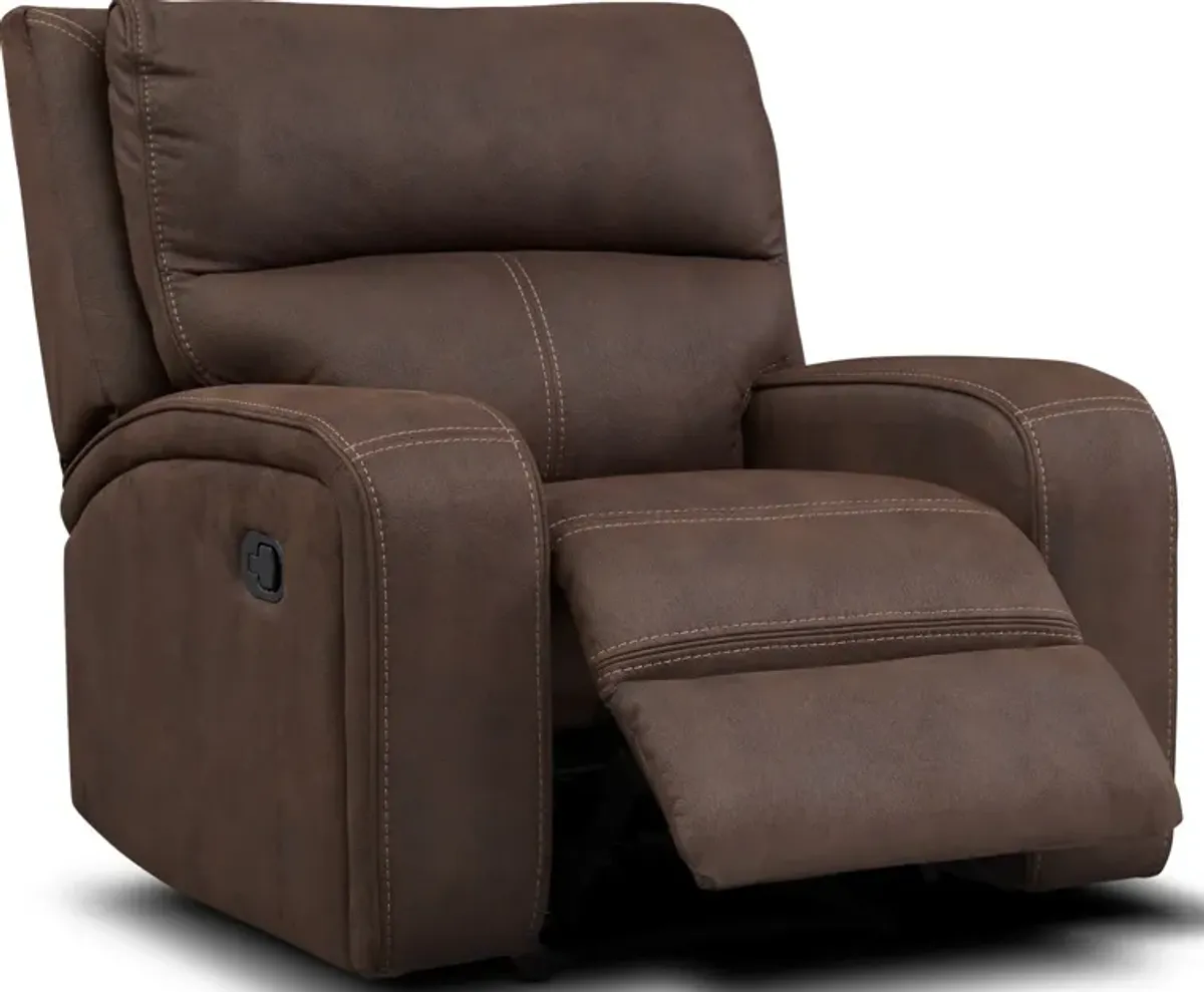 Burke Manual Reclining Sofa, Loveseat with Console and Recliner - Brown